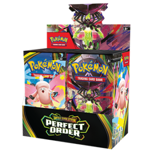 Para quienes no se conforman con menos que la supremacía total, la Booster Display de Mega Evolution—Perfect Order es la adquisición definitiva. Esta caja sellada de fábrica es la mejor forma de sumergirse de lleno en la nueva mecánica de equilibrio y poder, ofreciendo la mayor probabilidad de encontrar las cartas más raras, potentes y visualmente impactantes de toda la expansión. ¿Qué contiene esta Display? 36 Booster Packs de Pokémon TCG: Mega Evolution—Perfect Order. Un total de 360 cartas, incluyendo Pokémon, Entrenadores y Energías Especiales. Múltiples oportunidades de obtener cartas de rareza Ultra Rare, Illustration Rare y las legendarias Hyper Rare (doradas).